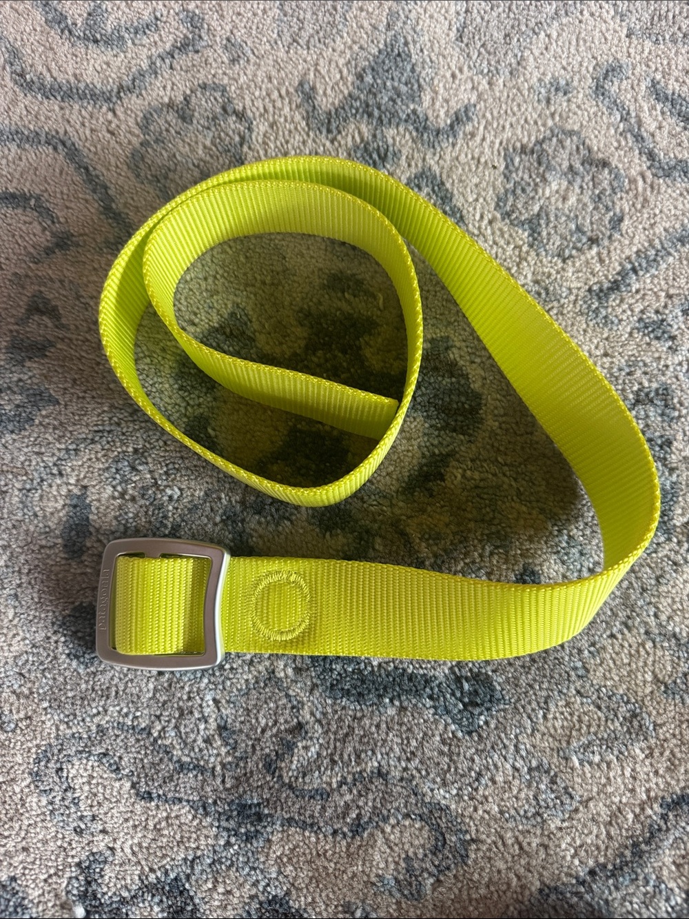 Patagonia Neon Yellow Webbing Belt with Metal Slide Buckle